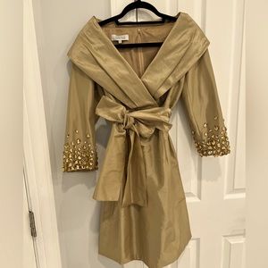 Teri Jon size 8 gold embellished dress